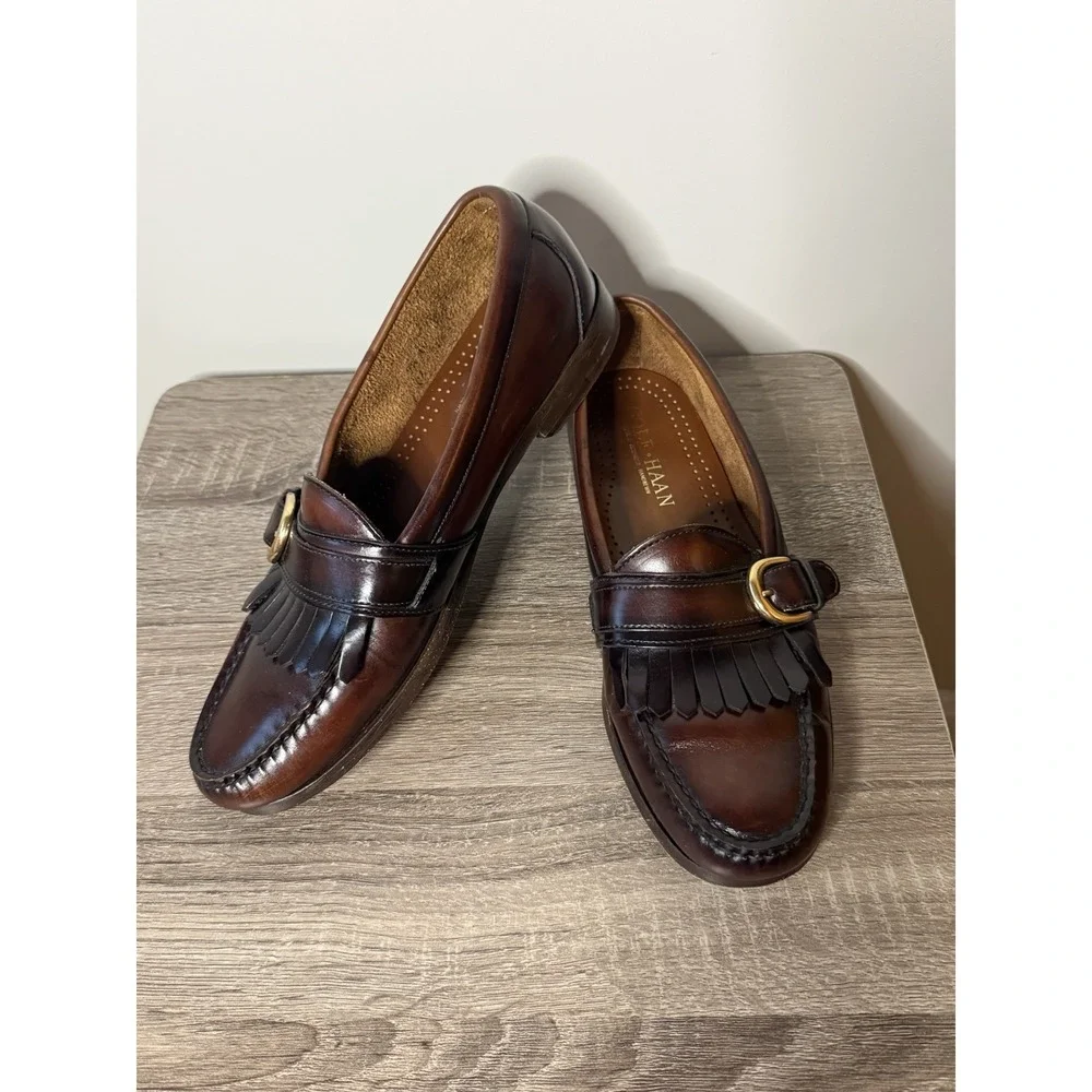 Vintage Cole Haan Mens Loafer Sz 9.5 Cordovan Kiltie Monk American Handsewn